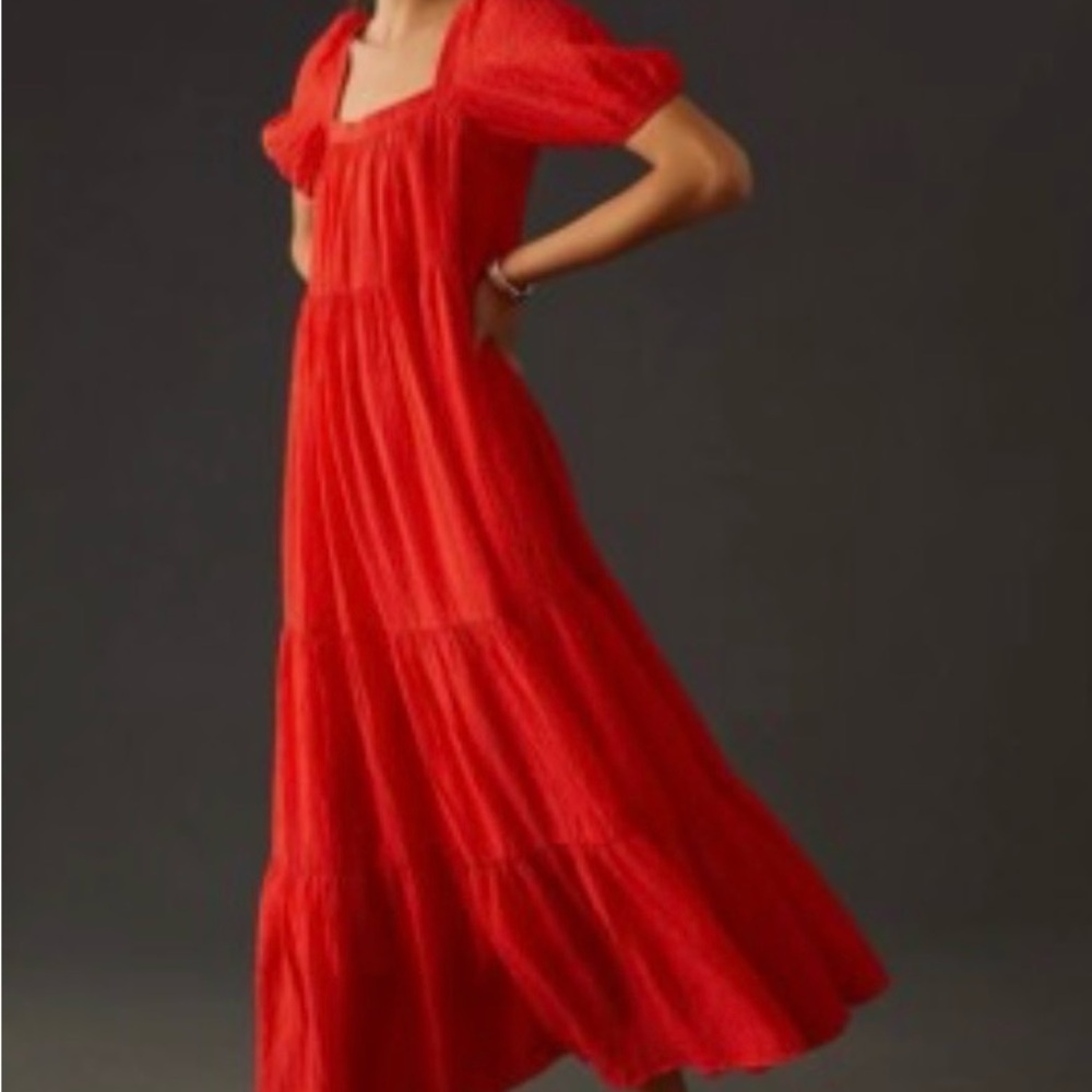 Anthropologie Red Maxi Dress Size Large